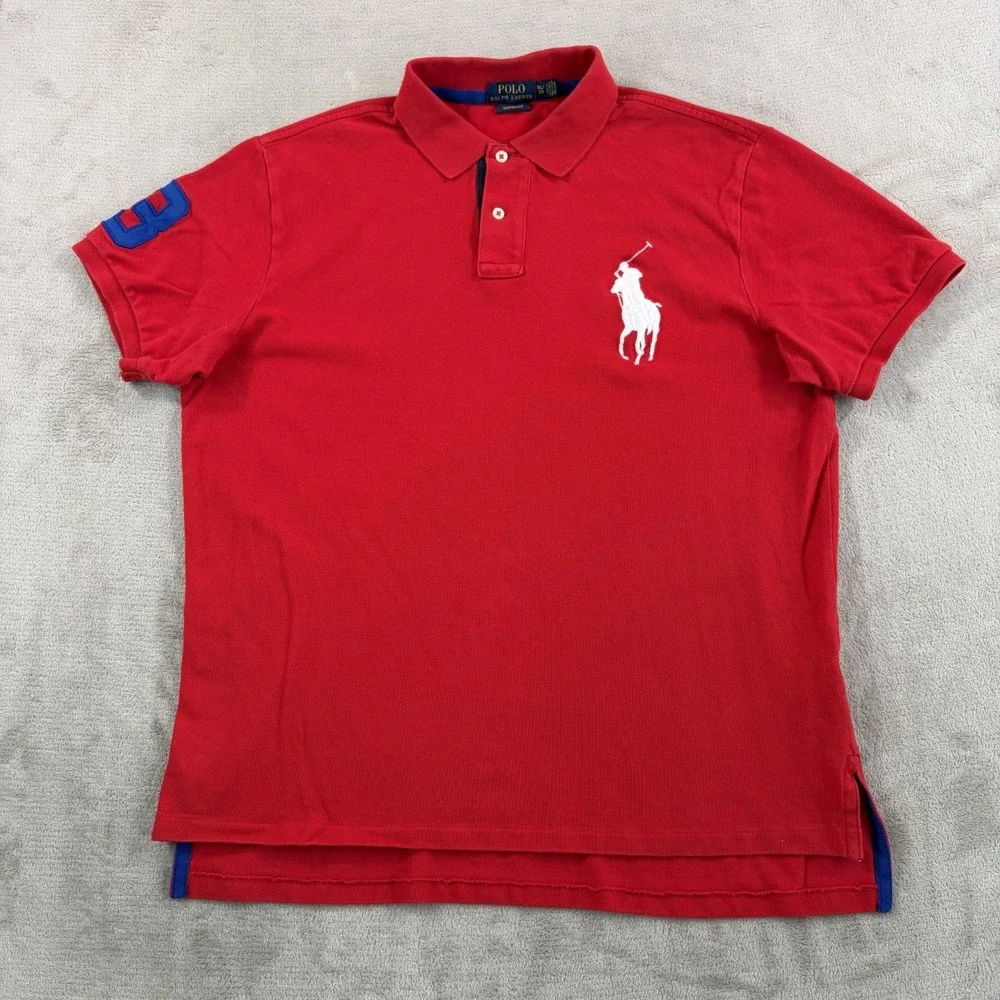 Polo Ralph Lauren Custom Fit Big Pony Polo Shirt in Red #3 Men XL Short Sleeve